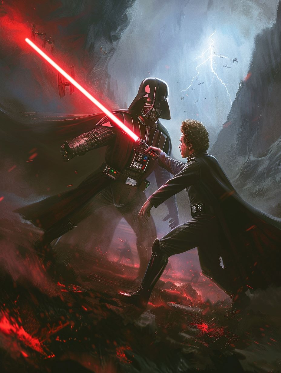Vader stopping a lightsaber
