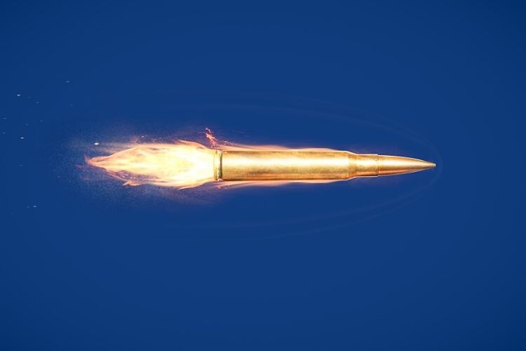 A bullet flying on fire
