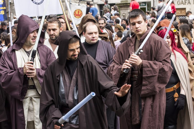 Group of people wearing as Jedi