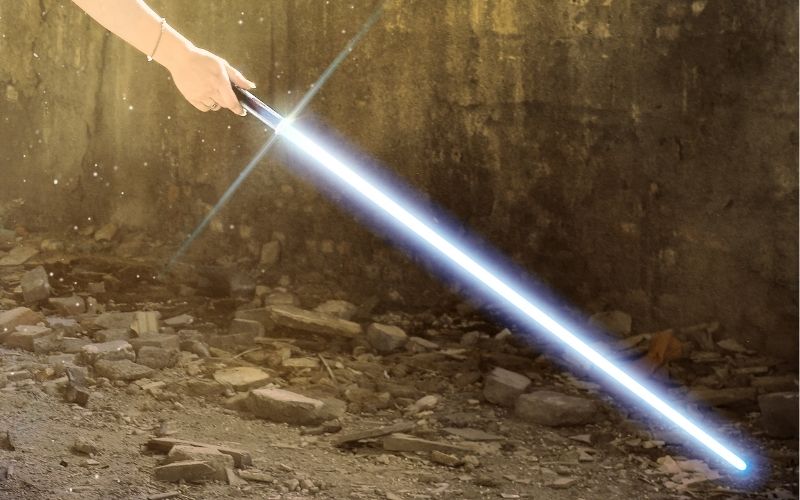 Wielding a lightsaber