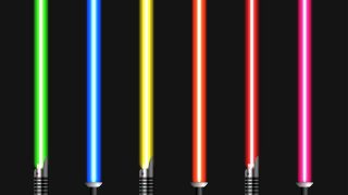 six different color lightsabers
