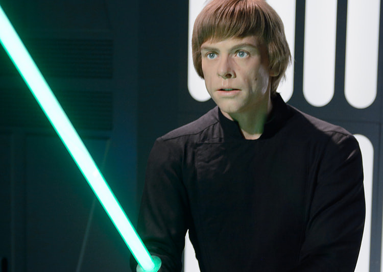 Luke Skywalker with his green lightsaber