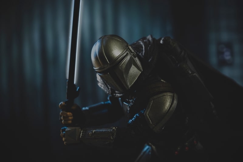 Mandalorian Din Djarin with the Darksaber