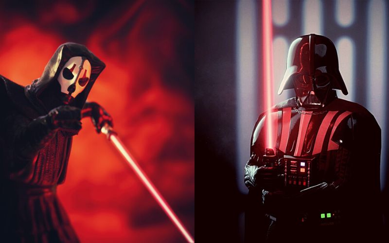 Sith lord Darth Nihilus and Darth Vader with their red lightsabers