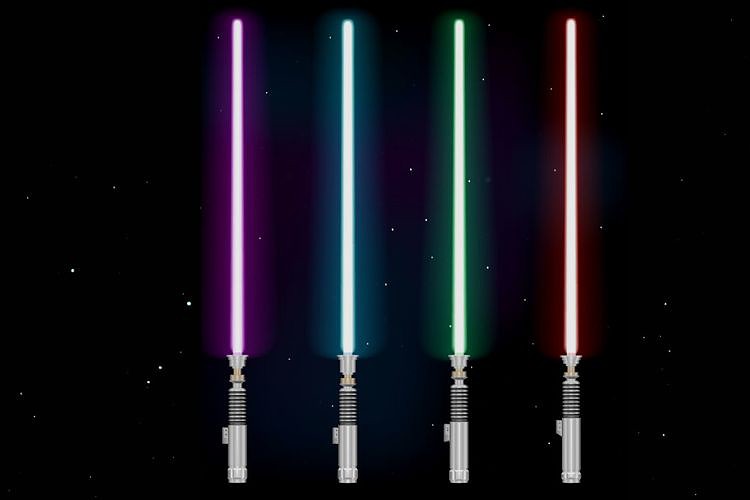 purple, blue, green and red lightsabers