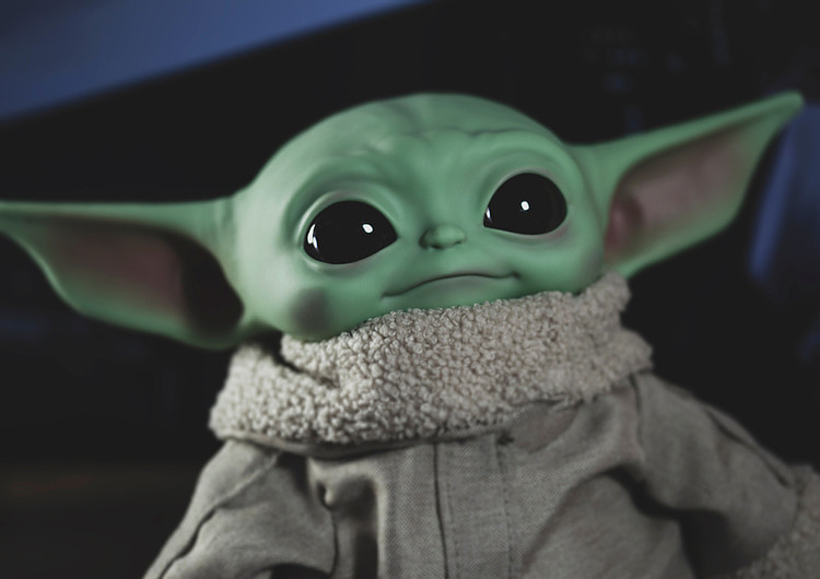 baby yoda has beautiful black eyes