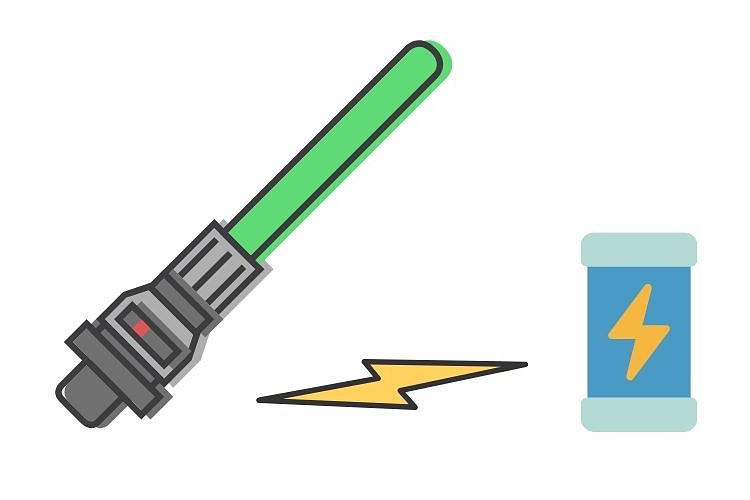 lightsaber and power cell