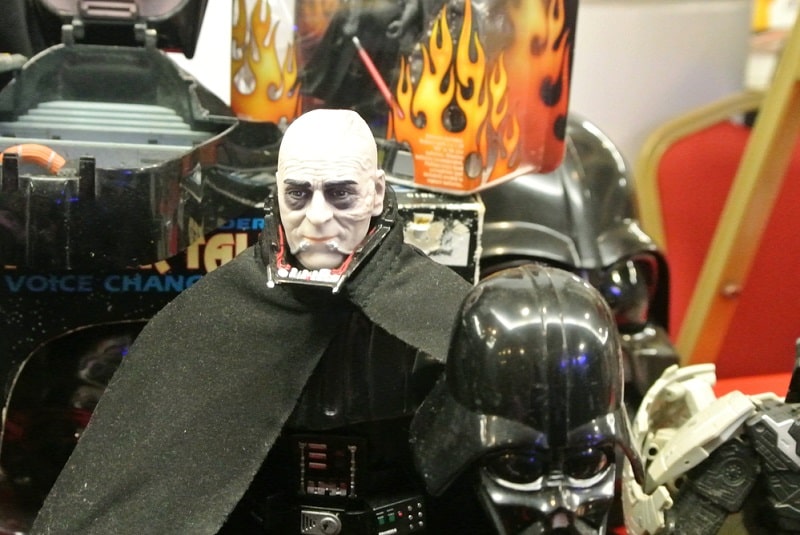 Darth Vader behind his suite with white skin