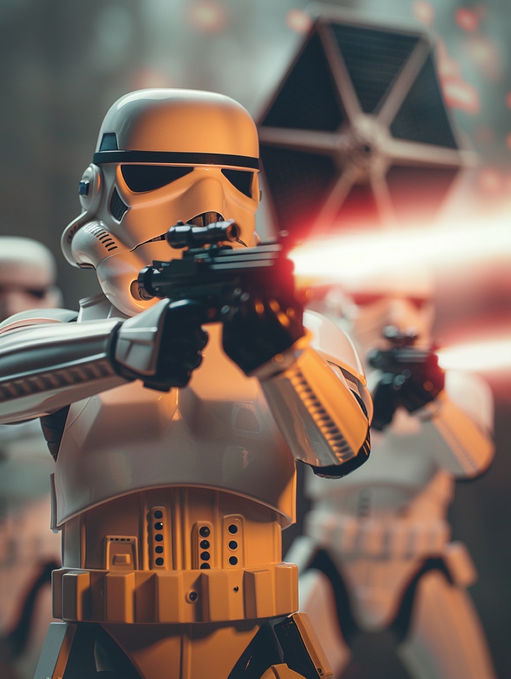 a Stormtroopers is firing his blaster