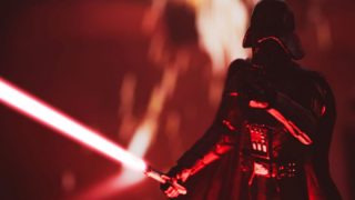 Star Wars Darth Vader with lightsaber in the battle
