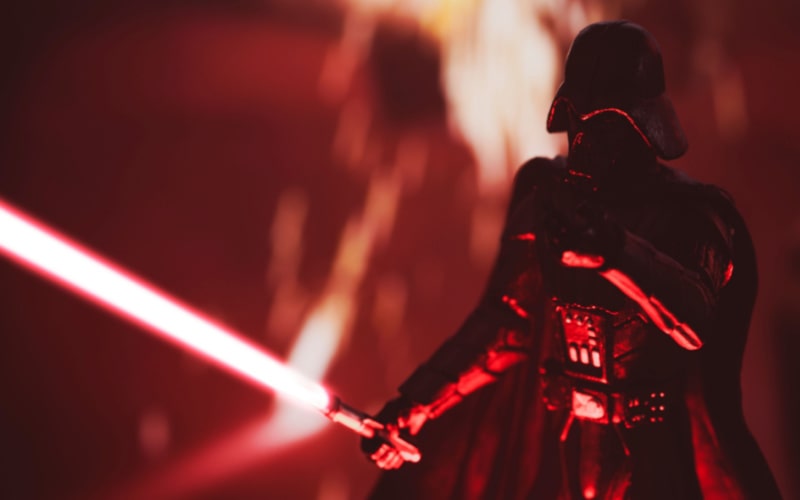 Star Wars Darth Vader with lightsaber in the battle