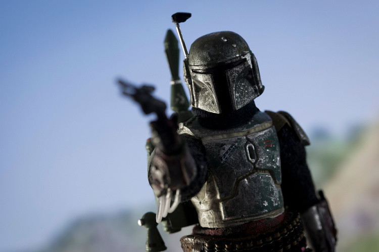 Bounty Hunter Boba Fett action pose in Star Wars The Mandalorian