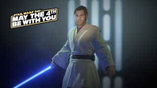 Ob-Wan Kenobi with May the 4th be with you logo