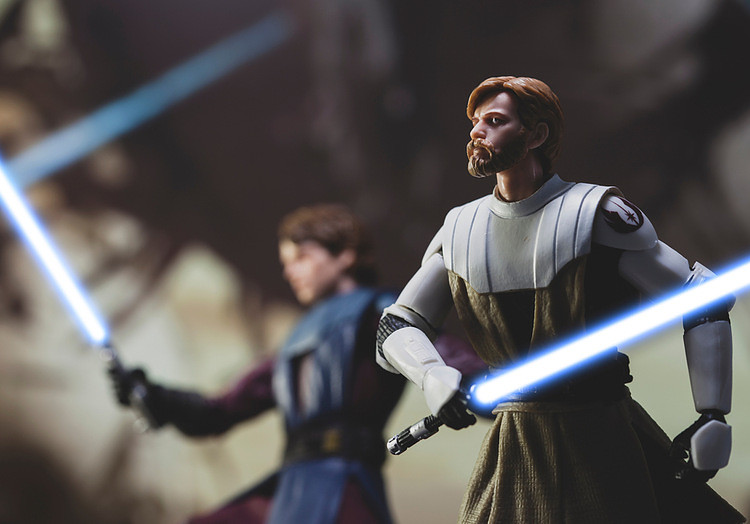 Obi-Wan Kenobi with his blue lightsaber