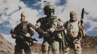 Boba Fett standing together with Dengar and Bossk