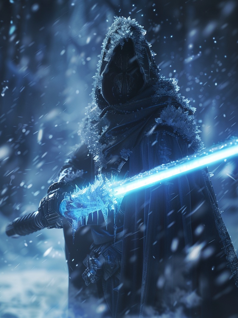 A sith wields a cold lightsaber