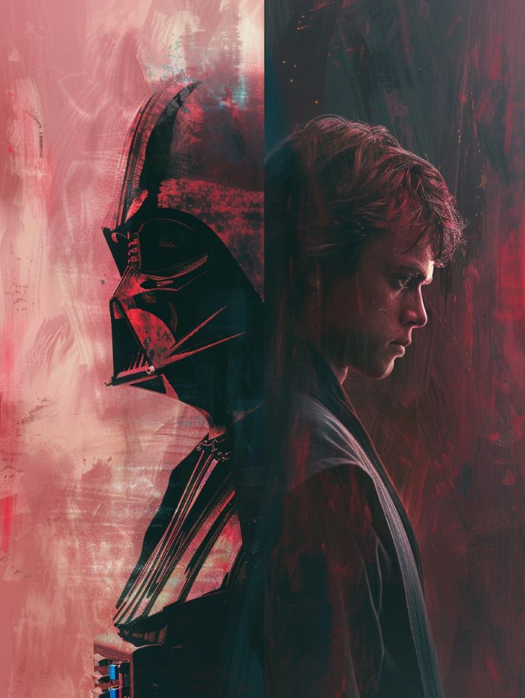 Darth Vader and Anakin side by side