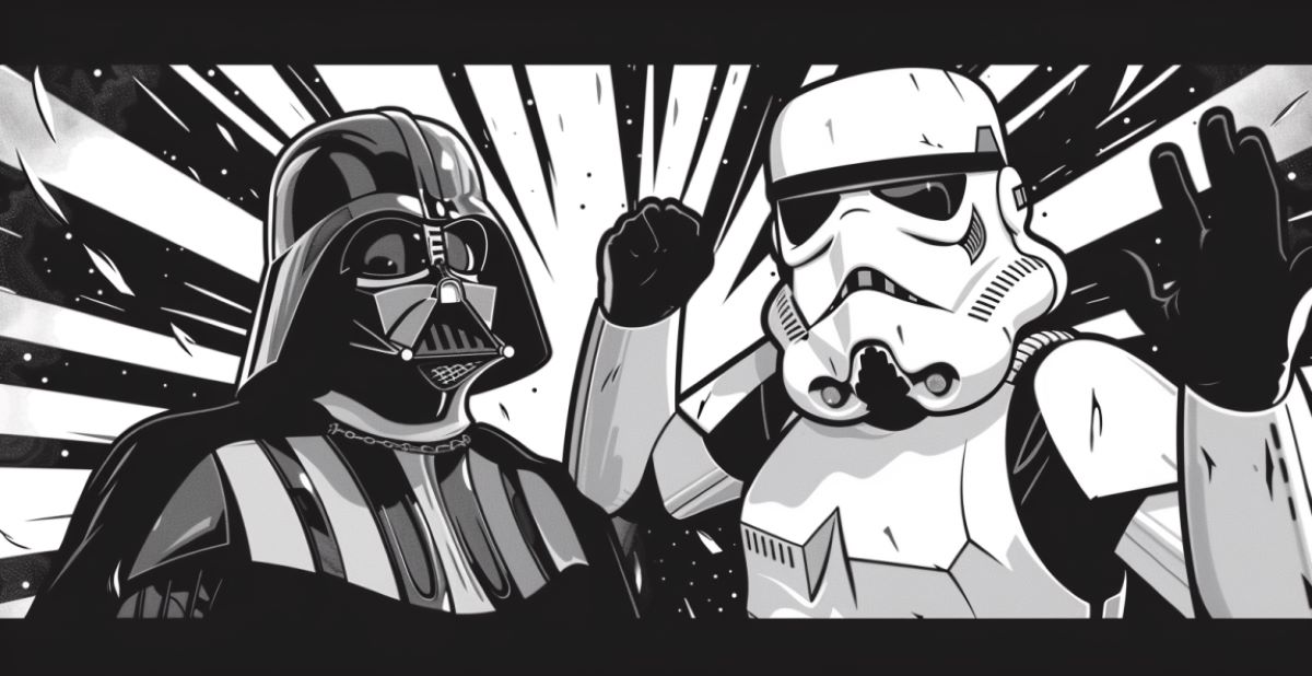Darth Vader and stormtrooper