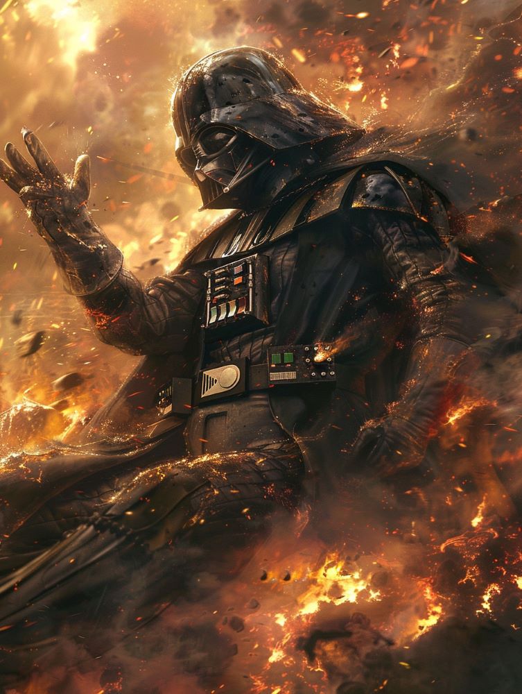 Darth Vader caught by fire