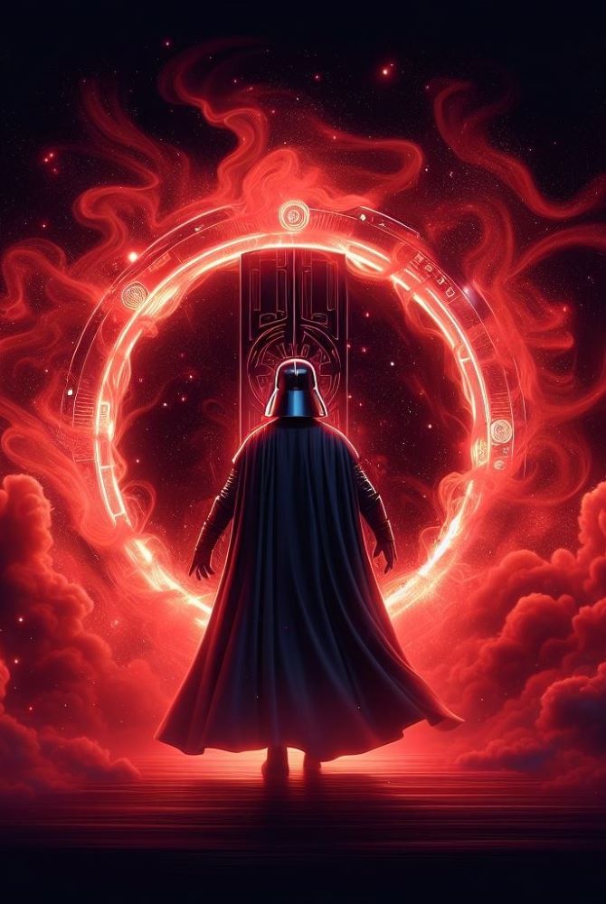 Darth Vader entered a magic red gate
