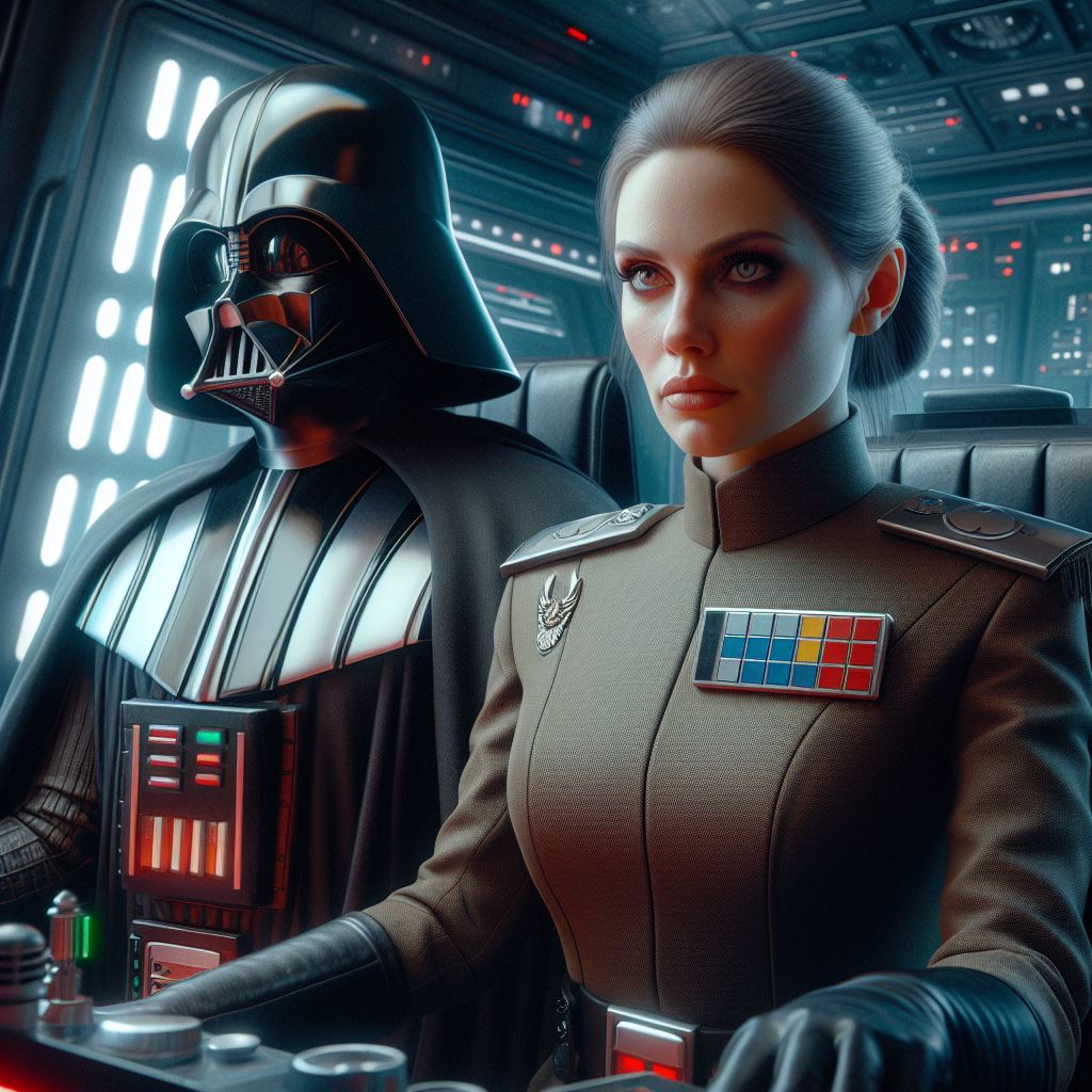 Darth Vader with a female Imperial General