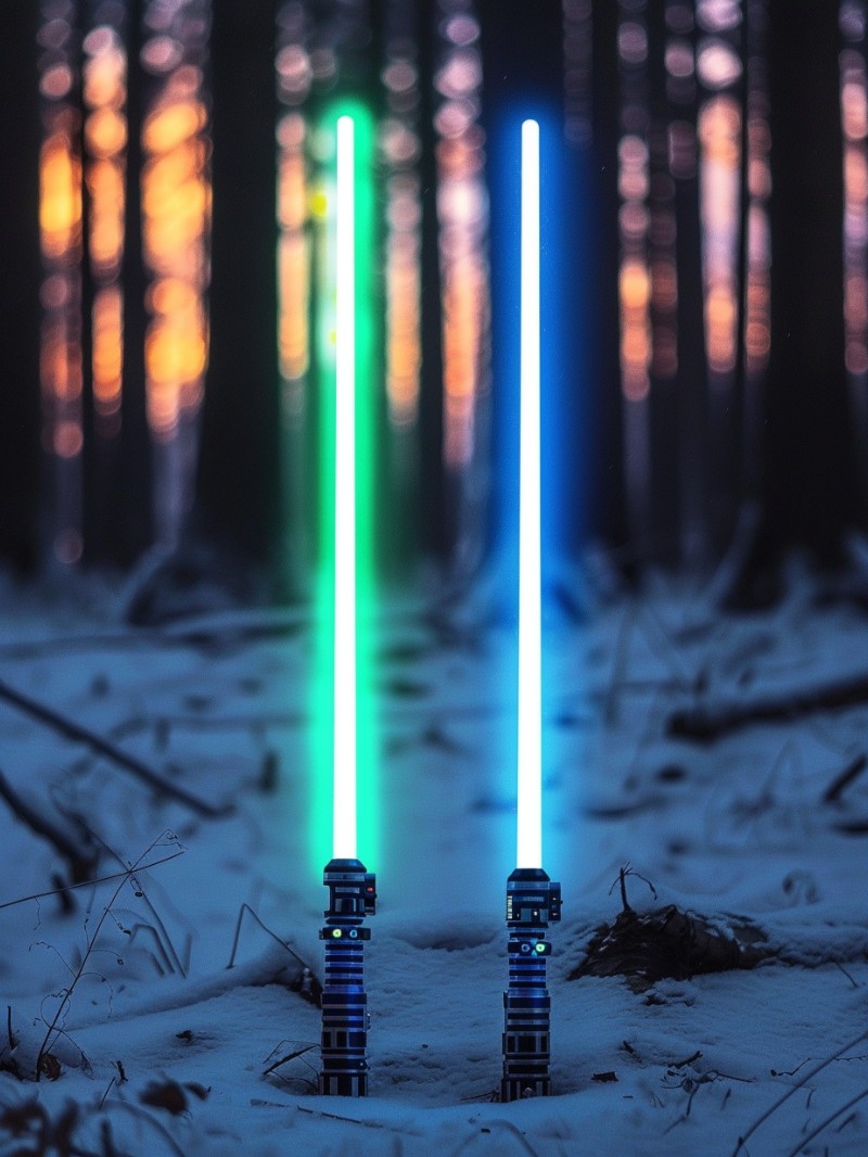 Green and blue lightsabers