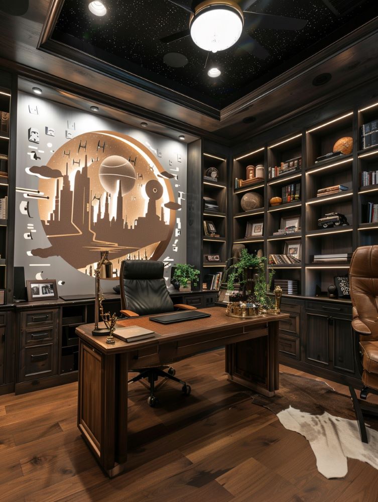 Home office with Star Wars theme