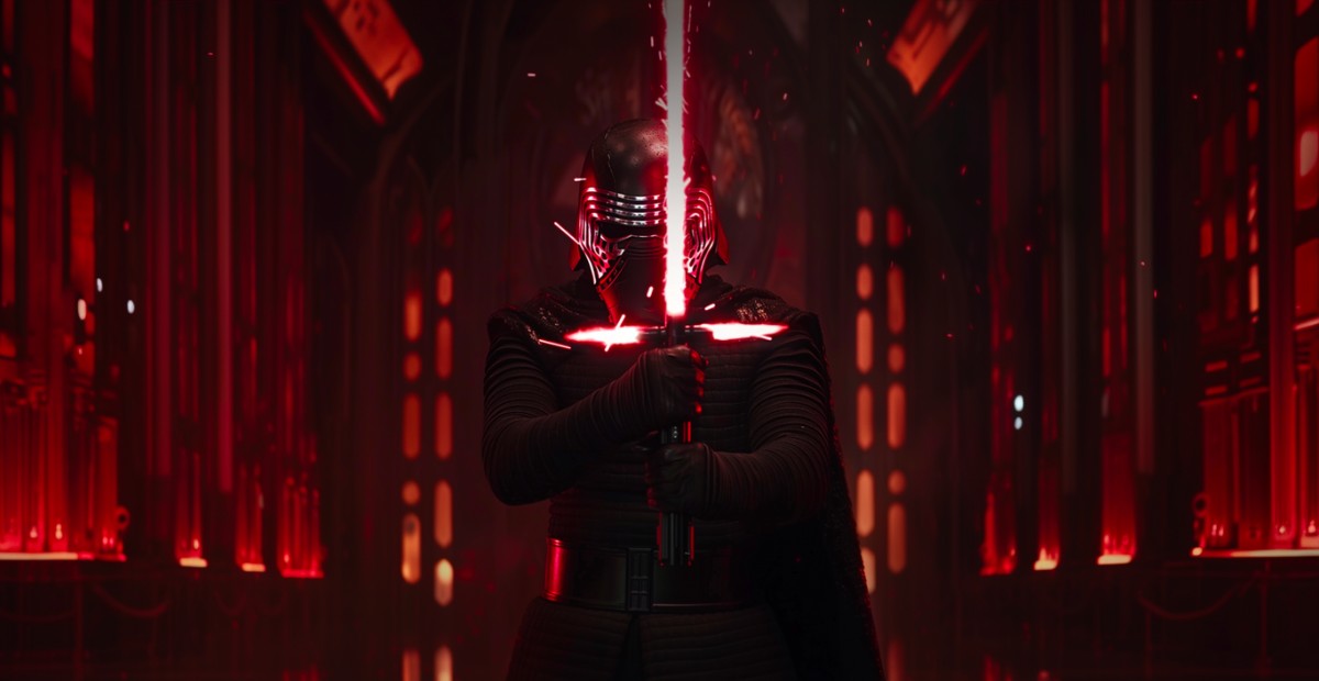 Kylo Ren with his significant lightsaber