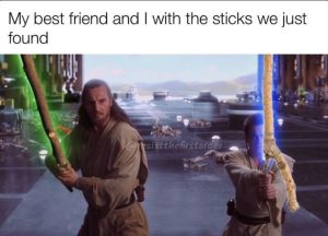 Me and my friend when we found any sticks