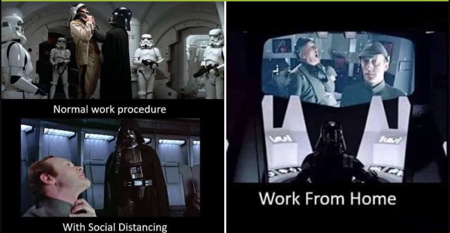 Vader when he is working from home