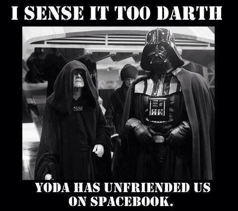 Yoda unfriend Darth Vader on Facebook