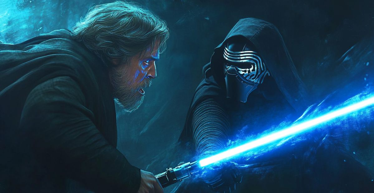 Why Did Luke Use His Father’s Lightsaber Instead of His Own Green Lightsaber in the Battle Against Kylo Ren?