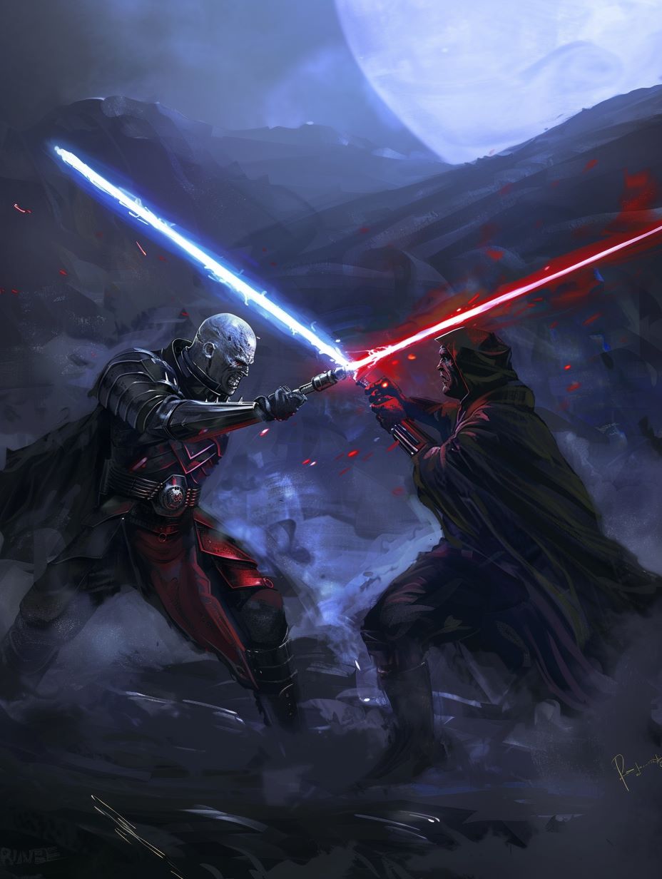 Bane fighting with a Jedi