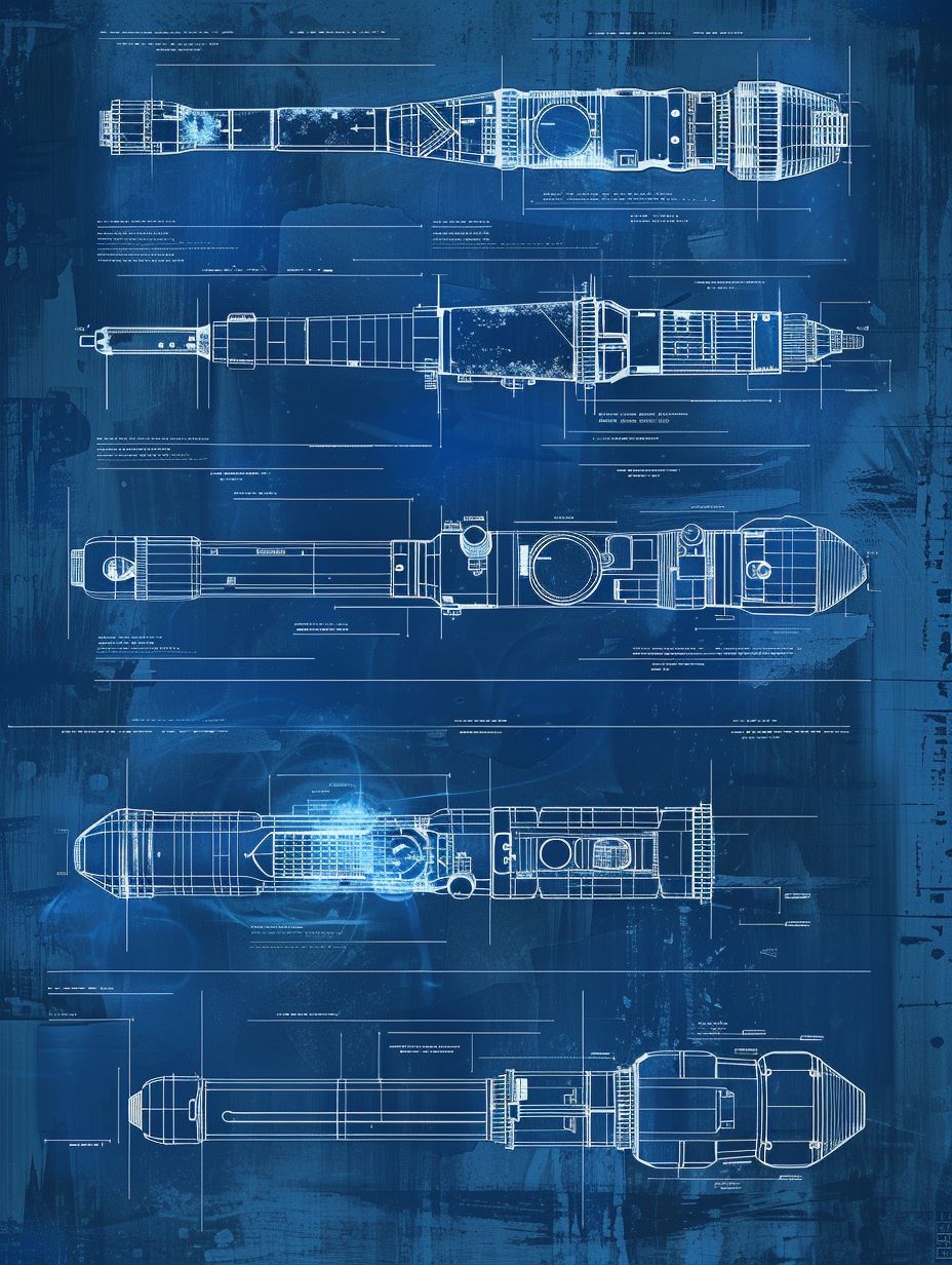 Blueprint of lightsabers