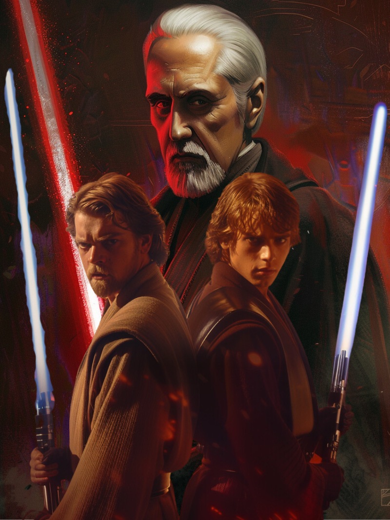 Dooku vs Obi-wan and Anakin