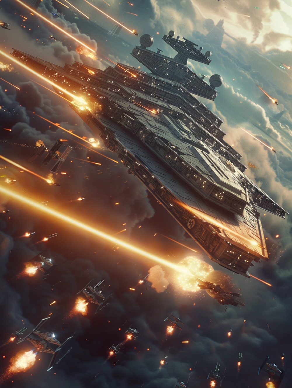 a Star Destroyer is attacked