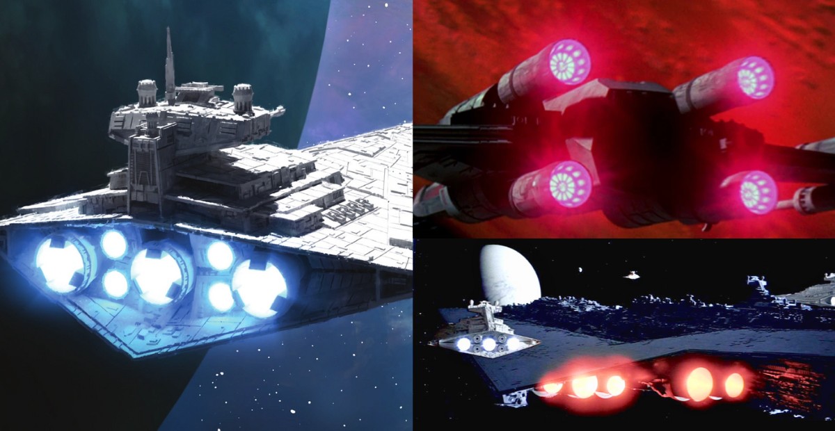 Why Are Some Starships’ Engines Thrusts Reddish/Pink, Blue, And Some Yellow/Gold?