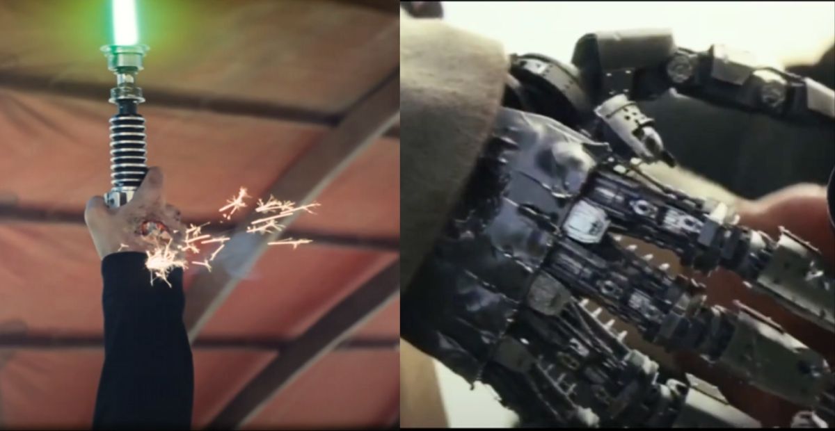 In The Last Jedi, Luke Still Bears the Blaster Shot He Received to His Robotic Hand in Return of the Jedi