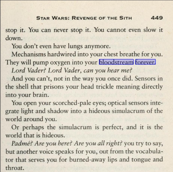 The novel Revenge of the Sith
