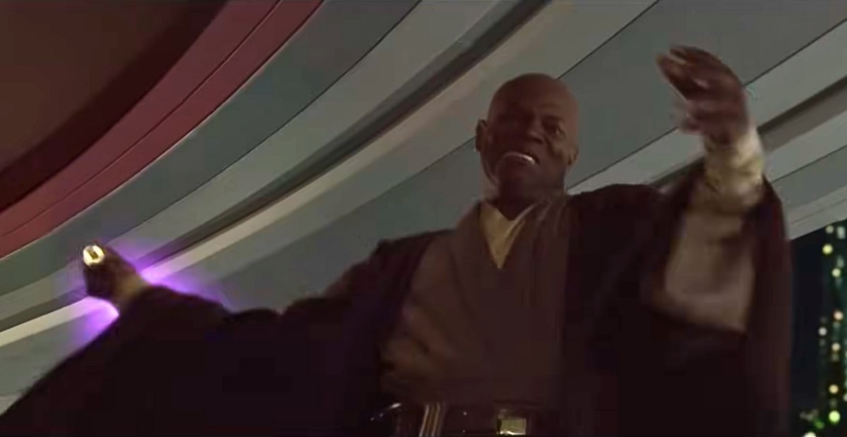 Why Did Windu Reach So Far Back To Strike Down Palpatine? I Mean, It’s a Freaking Lightsaber, Poke Him In The Freaking Neck, And He’s Dead