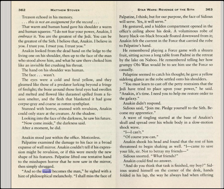 Revenge of the Sith’s novelization 1