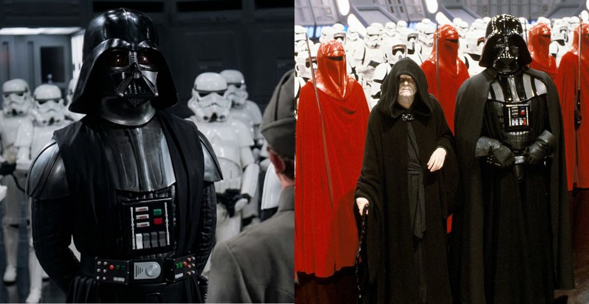 Why Did Vader Have Strips of Fabric Stretched Over His Shoulder Armor in the Initial Design, but Not Later?