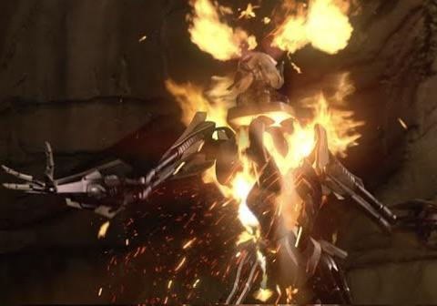 General Grievous burning from inside after Obi-Wan shoots his exposed organ sac