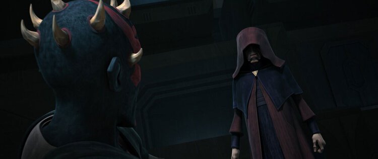 Darth Sidious confronting Darth Maul in The Clone Wars episode The Lawless