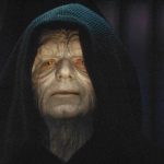 Emperor Palpatine, also known as Darth Sidious, in a black hood
