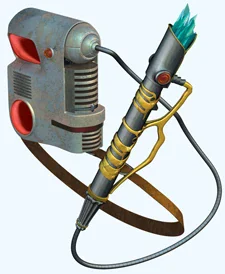 A protosaber with its external power pack and cable