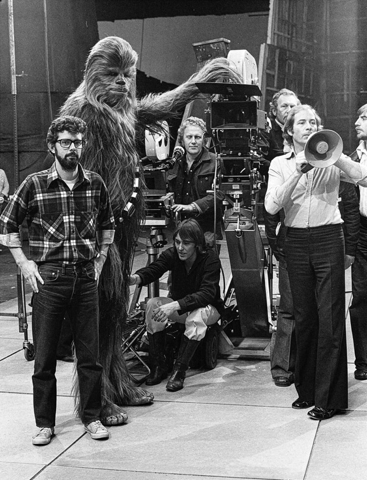 George Lucas working behind the scenes on the original Star Wars