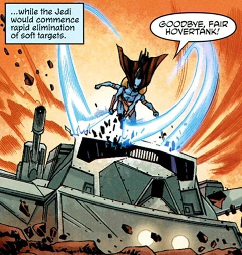 Cho'na Bene attacks an Imperial fighter tank during the Vaklin insurgency