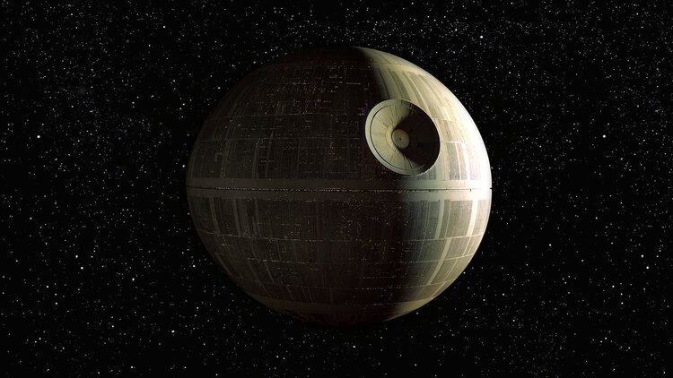 The first Death Star mobile battle station in space