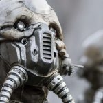 Edrio Two Tubes wearing his Tognath breathing mask, tubes, and chest-mounted pilot equipment
